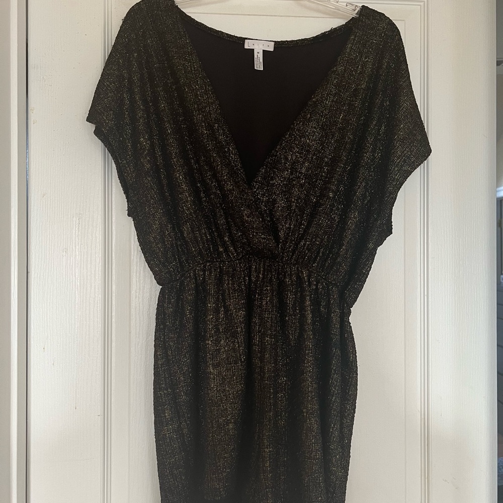 Nordstrom black and gold, low cut short sleeve romper!